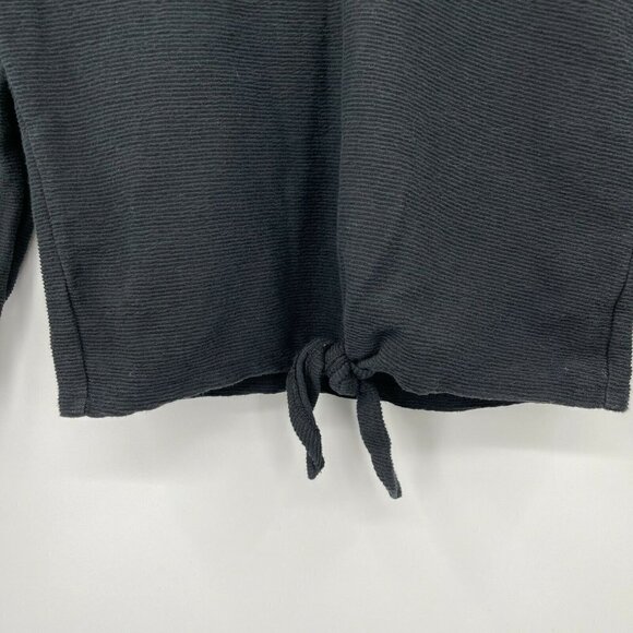 Madewell Texture and Thread Tie Front Long Sleeve Top Black V Neck - Picture 3 of 6